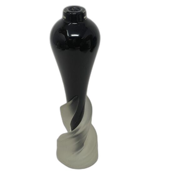 Vintage Art Deco Black & Frosted Glass Small Bud Vase / Bottle ~ Thomas Kelly - Picture 3 of 6